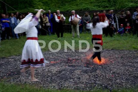 Fire-dancing. Stock Photos