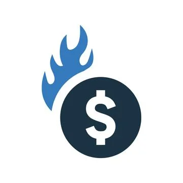 Fire, danger, dollar icon. Simple editable vector illustration. Stock Illustration