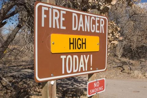 Fire danger high today no smoking outdoors in public park Stock Photos