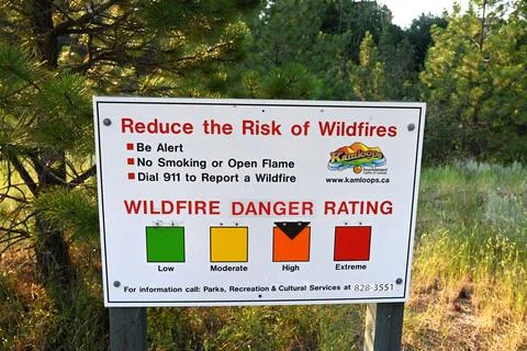 Fire danger level information sign Stock Photos