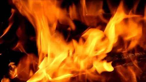 Fire in the dark, closeup Stock Footage 77861474