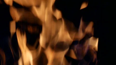 Fire in the dark. Firepit, fireplace, on fire. Stock Footage 160384343