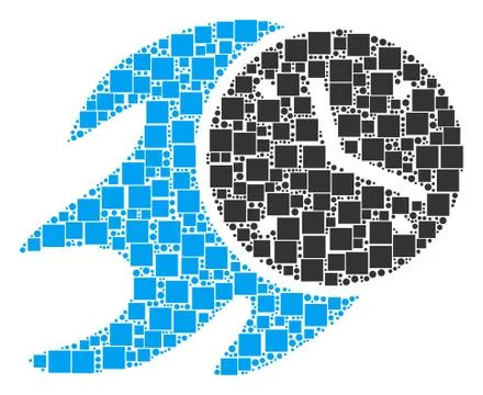 Fire Deadline Clock Mosaic of Squares and Circles Stock Illustration