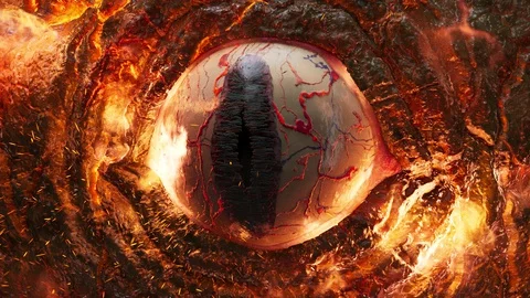 Fire Demon eye Stock Footage 129732131
