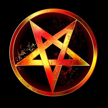 Fire demonic pentagram Stock Illustration