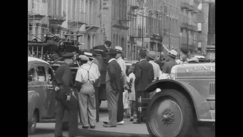 Fire Department Active On Street In Harlem Neighborhood In New York Stock Footage 144359214