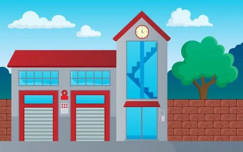 Fire department building theme image Ilustración de archivo