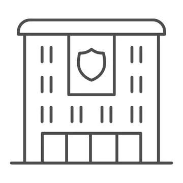 Fire department building thin line icon. Emergency fire station outline style Ilustración de archivo