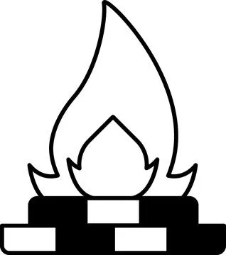 Fire is depicted in a cartoon style with a flame Stock Illustration
