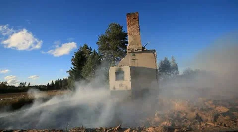 Fire in a desert house Stock Footage 12038792