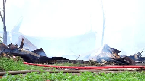 Fire destroyed buildings. Stock Footage 109388984