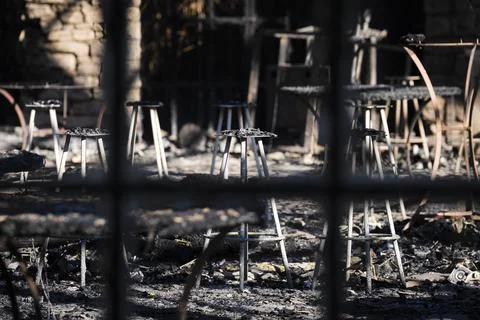 Fire destroys dome structure at Roca Brothers' event restaurant in Girona, Vilab Stock Photos