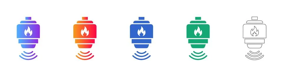 Fire Detection Sensor Icon Set for Safety Systems Stock Illustration