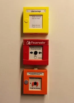 A fire detector or fire alarm, to notify of a fire fire detector or fire a... Stock Photos