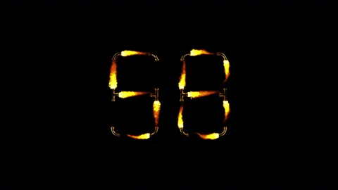 Fire Digital Clock Countdown Stock Footage 130178881