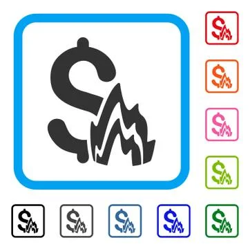 Fire Disaster Framed Icon Stock Illustration