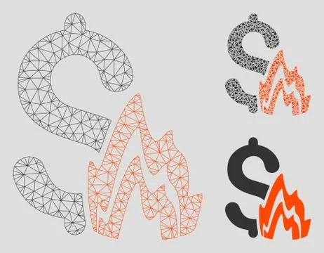 Fire Disaster Vector Mesh Network Model and Triangle Mosaic Icon Stockillustratie