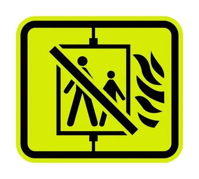 Fire Do not use the elevator. Stock Illustration