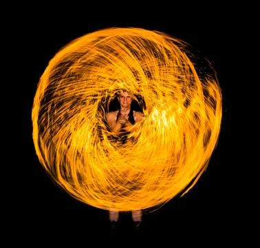 Fire donut in the night Stock Photos