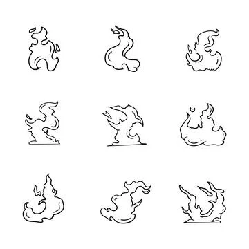 Fire doodle line icon. Hand drawn outline. Concept isolated illustration Stock Illustration