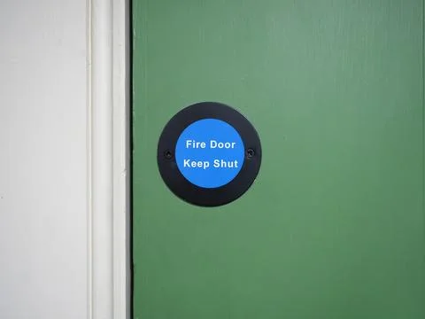 Fire door keep shut sign Stock Photos