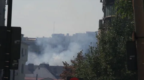 Fire In Downtown Attic Bucharest Stock Footage