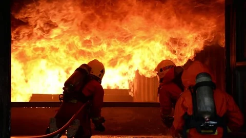 Fire drills in the training center regularly to get ready. Video stock 83903936