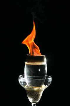 Fire in a Drink Glass Stock Photos