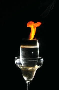Fire in a Drink Glass Stock Photos