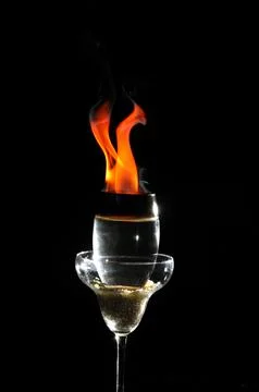 Fire in a Drink Glass Stock Photos