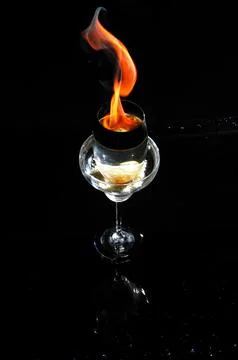Fire in a Drink Glass Stock Photos