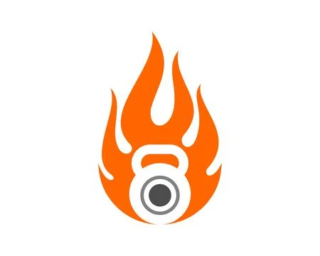 Fire with dumbbell shape inside Stock Illustration