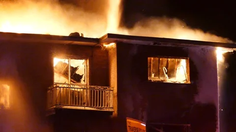 Fire during frozen night Stock Footage 105280570