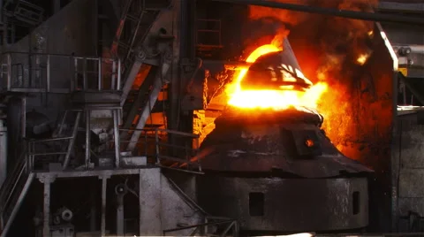 Fire during the purge of iron with oxygen Stock Footage 54897589