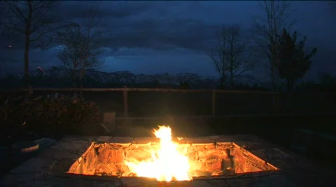 Fire at Dusk Stock Footage