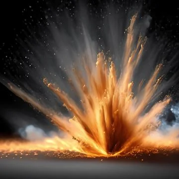 Fire dust exploding fire explosion or fiery explosion against Black backgroun Stock Photos