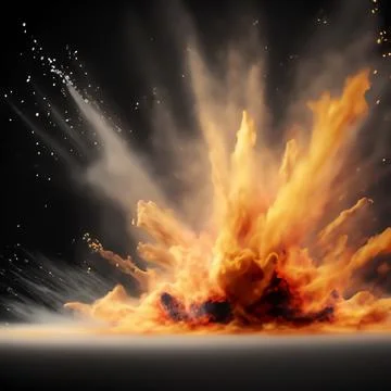 Fire dust exploding fire explosion or fiery explosion against Black backgroun Stock Photos