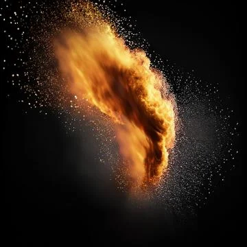 Fire dust exploding fire explosion or fiery explosion against Black backgroun Stock Photos