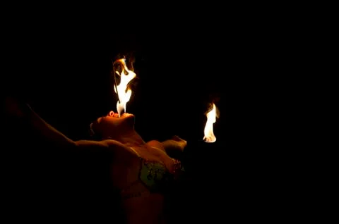 Fire eater breather Stock Photos