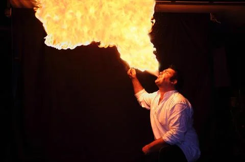 Fire-eater flame Stock Photos