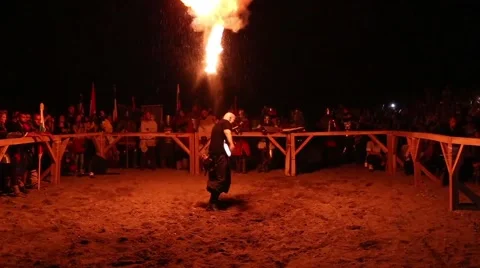Fire eater performance Stock Footage 56030251