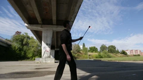 The fire eater, spitting fire Stock Footage 67961336