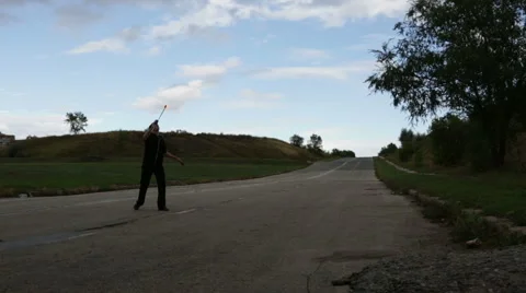 The fire eater, spitting fire Stock Footage 67961403