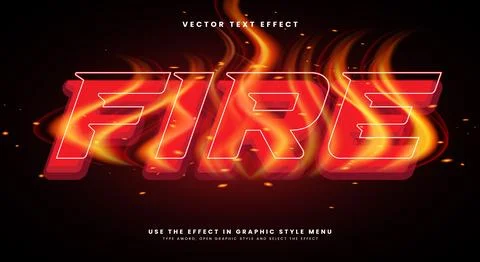 Fire editable text style effect with red light theme Stock Illustration