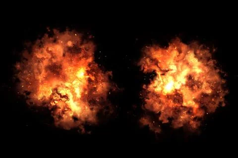 Fire effect with particles , sparkles, flame and light on black background... Stock Illustration