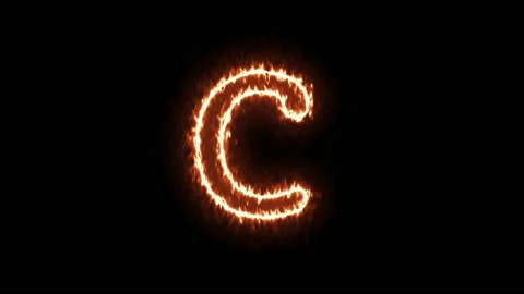 Fire Effect Text Flames Alphabets C Isolated on Black Background Stock Footage 171863798