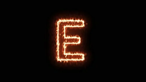 Fire Effect Text Flames Alphabets E Isolated on Black Background Stock Footage 171863799