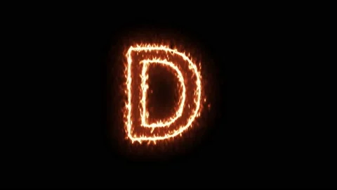 Fire Effect Text Flames Alphabets D Isolated on Black Background Stock Footage 171863804