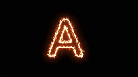 Fire Effect Text Flames Alphabets A Isolated on Black Background Stock Footage 171863807