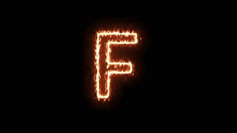Fire Effect Text Flames Alphabets F Isolated on Black Background Stock Footage 171863873